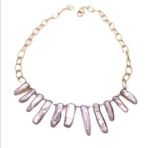 Stylish white stick pearl gold chain necklace 18"